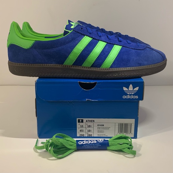 [BRAND NEW] ADIDAS ATHEN OG BOLD BLUE SEMI SCREAMING GREEN MENS SIZE 11 SNEAKERS - Picture 2 of 12